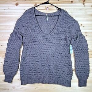 Free People Sweater Womens Small Brown Cocoa Kiss Chunky Knit Long Sleeve Shirt